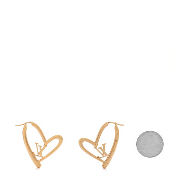 LOUIS VUITTON Metal Fall In Love Hoop Earrings GM Gold