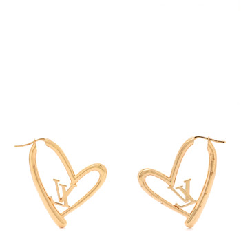 LOUIS VUITTON Metal Fall In Love Hoop Earrings GM Gold