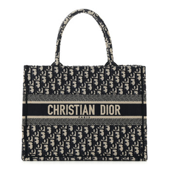 CHRISTIAN DIOR Oblique Medium Book Tote Blue Multicolor