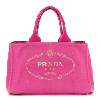 PRADA Canapa Logo Shopping Tote Fuxia