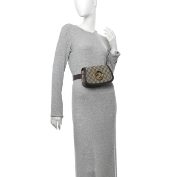 GUCCI GG Supreme Monogram Textured Dollar Calfskin Blondie Belt Bag 95 38 Beige Ebony New Acero