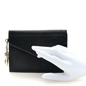 CHRISTIAN DIOR Bullcalf Diorissimo Slim Envelope Wallet Black Rose Indien