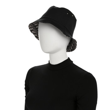 CHRISTIAN DIOR Nylon Oblique Reversible Teddy-D Brim Bucket Hat Beige
