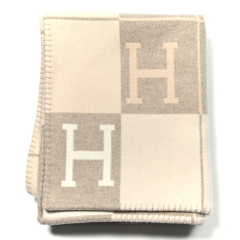 HERMES Wool Cashmere Avalon III Blanket Coco Camomille