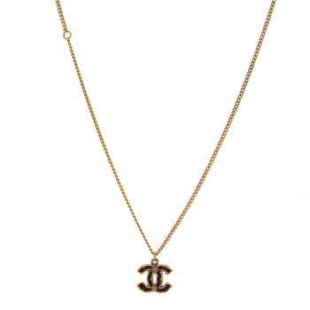 CHANEL Resin CC Pendant Necklace Gold