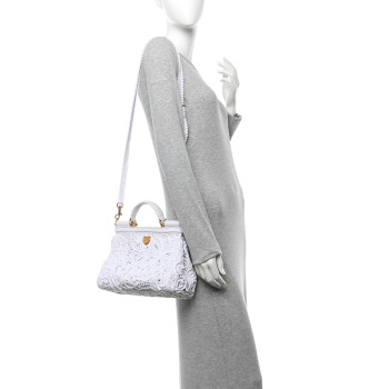 DOLCE & GABBANA Cordonetto Lace Medium Miss Sicily Satchel White
