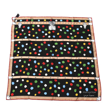 LOUIS VUITTON LV X YK Silk Monogram Dots Square Scarf 90 Black