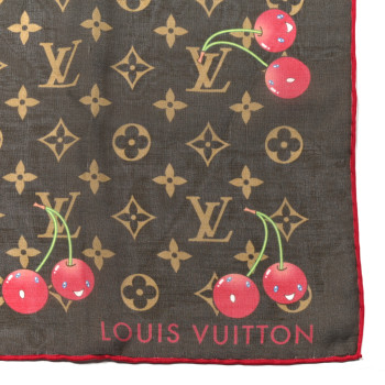 LOUIS VUITTON LV X TM Silk Monogram Cerise Square Scarf 55 Brown