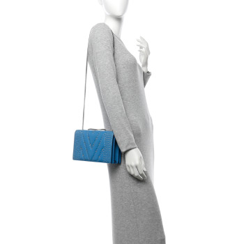 MCM Lambskin Diamond Disco Flap Crossbody Bag Blue