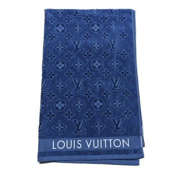 LOUIS VUITTON Cotton Monogram Beach Towel Blue