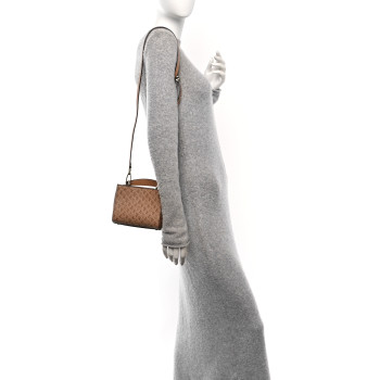 JIMMY CHOO Calfskin Logo Embossed Mini Varenne Top Handle Caramel