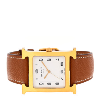 HERMES Stainless Steel Epsom 30.5mm Heure H Hour Quartz Watch Gold