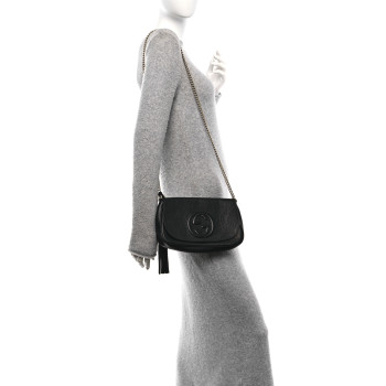 GUCCI Pebbled Calfskin Medium Soho Flap Crossbody Black