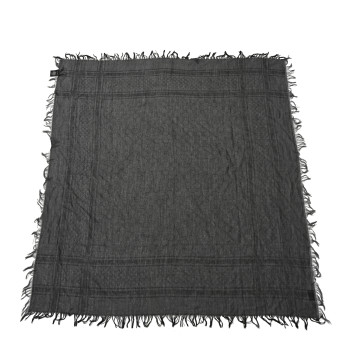 GUCCI Wool Silk GG Monogram Diamante Plaid Surviee Shawl  Graphite Black