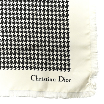 CHRISTIAN DIOR Silk Montaigne 90 Scarf Beige Black