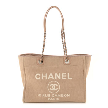 CHANEL Mixed Fibers Small Deauville Tote Beige
