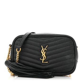 SAINT LAURENT Grain De Poudre Matelasse Monogram Mini Lou Camera Bag Black