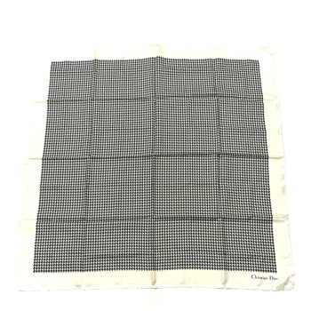 CHRISTIAN DIOR Silk Montaigne 90 Scarf Beige Black
