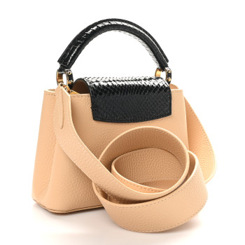 LOUIS VUITTON Taurillon Snakeskin Mini Capucines Beige Black