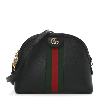 GUCCI Calfskin GG Web Small Ophidia Dome Shoulder Bag Black