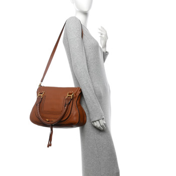 CHLOE Calfskin Medium Marcie Satchel Tan