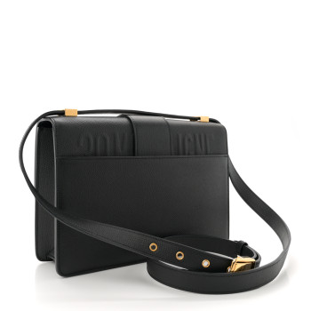 CHRISTIAN DIOR Grained Calfskin 30 Montaigne Flap Bag Black