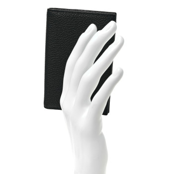 PRADA Vitello Micro Grain Card Holder Black Mercurio