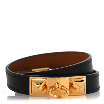 HERMES Box Rivale Double Tour Bracelet M Black
