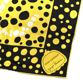 LOUIS VUITTON LV x YK Silk Monogram Dots Scarf 45 Yellow Black