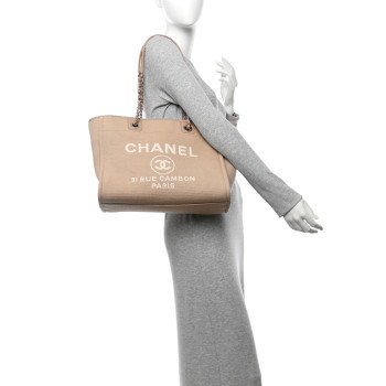 CHANEL Mixed Fibers Small Deauville Tote Beige