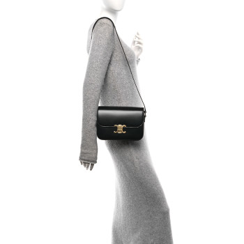CELINE Shiny Calfskin Medium Triomphe Black