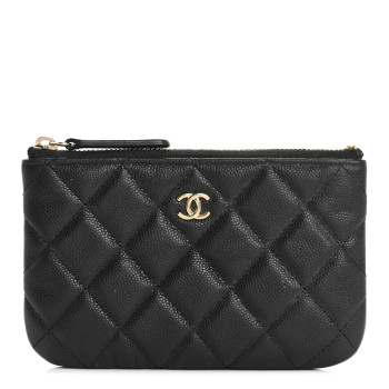 CHANEL Caviar Quilted Small Cosmetic Case Black