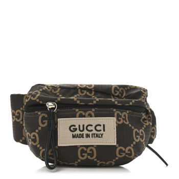 GUCCI Recycled Polyester Monogram Jumbo GG Belt Bag Ebony Beige