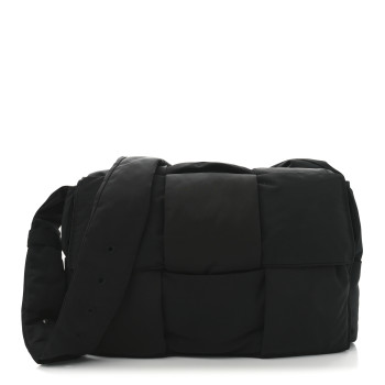 BOTTEGA VENETA Nylon Intrecciato Padded Tech Maxi Cassette Bag Black