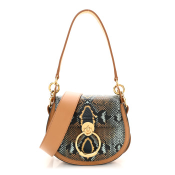 CHLOE Calfskin Watersnake Embossed Small Tess Bag Brown Multicolor