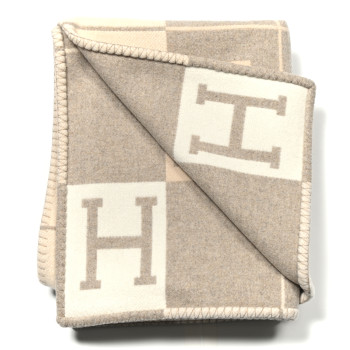 HERMES Wool Cashmere Avalon III Blanket Coco Camomille