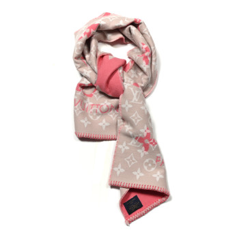 LOUIS VUITTON Wool Silk Monogram LV All You Need Scarf Pink Multicolor