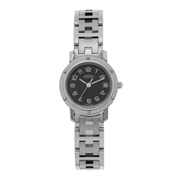 HERMES Stainless Steel 24mm Clipper Quartz Watch Grey