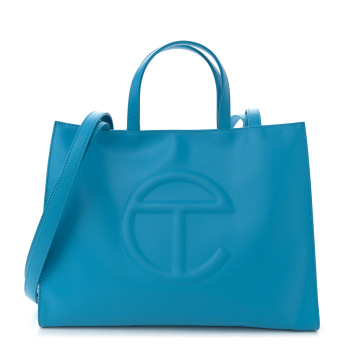TELFAR Vegan Leather Medium Shopping Bag Cyan
