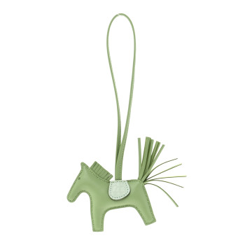 HERMES Milo Lambskin Matte Alligator Touch Grigri Rodeo Horse Bag Charm PM Vert Criquet Vert D'eau