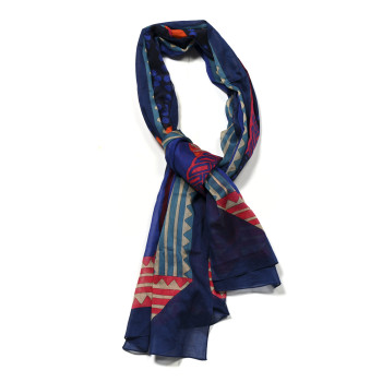 HERMES Cotton Fantaisie D'Etriers Pareo Bleu Outreme