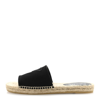 PRADA Canvas Gabardine Triangle Logo Espadrilles Sandals 40 Black