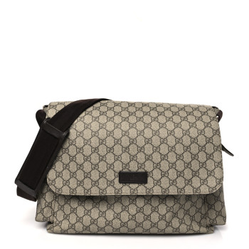 GUCCI GG Plus Monogram Messenger Diaper Bag Dark Brown