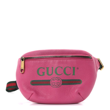 GUCCI Grained Calfskin Small Logo Belt Bag Box Pink Green