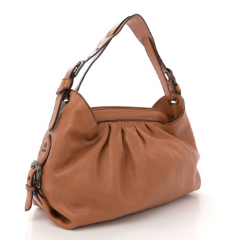 FENDI Grained Calfskin Doctor B Hobo Bag Cognac