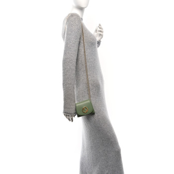 GUCCI Roxy Calfskin Medium Blondie Chain Wallet Salamander Green