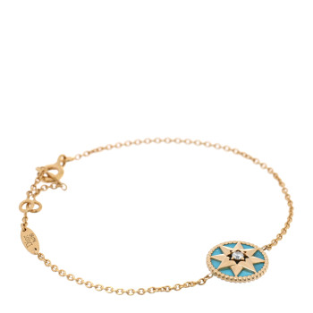 CHRISTIAN DIOR 18K Yellow Gold Diamond Turquoise Rose des Vents Bracelet
