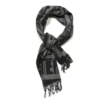 HERMES Cashmere Brides de Gala en Desordre Muffler Gris Chine Anthracite