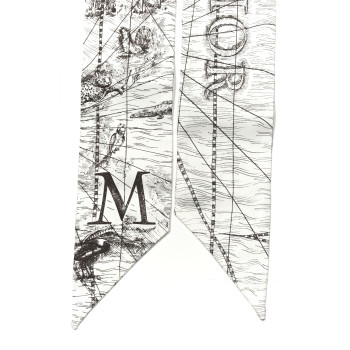 CHRISTIAN DIOR Silk ABCDior "M" Mitzah Scarf  Gris Anthracite