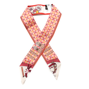 HERMES Silk Les Voitures Nouvelle Twilly Grenadine Vanille Beige